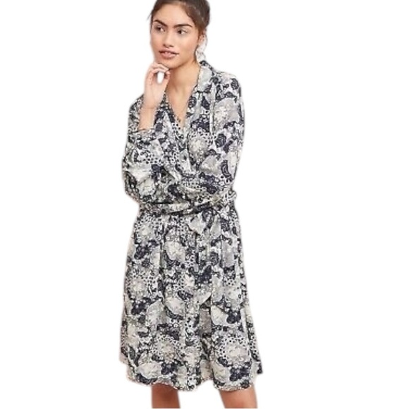 Anthropologie Conversations 34 of 52 Novelty Print Button‎ Up Shirt Dress Sz 4P - Picture 1 of 16